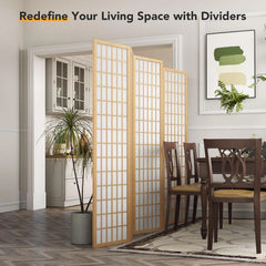 JOSTYLE Room Divider Wall Shoji Screen, 6 Panel Folding Privacy Screen for Room Separation, Japanese Wood Room Divider Screen, 5.9 Ft, Natural