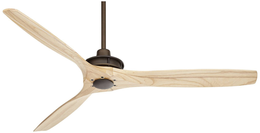 Casa Vieja 52" Windspun Rustic Farmhouse 3 Blade Indoor Ceiling Fan with Remote Control Oil Rubbed Bronze Natural Solid Wood for Living Kitchen