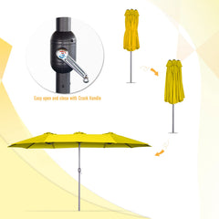 AECOJOY 15x9ft Double-Sided Patio Umbrella, Yellow
