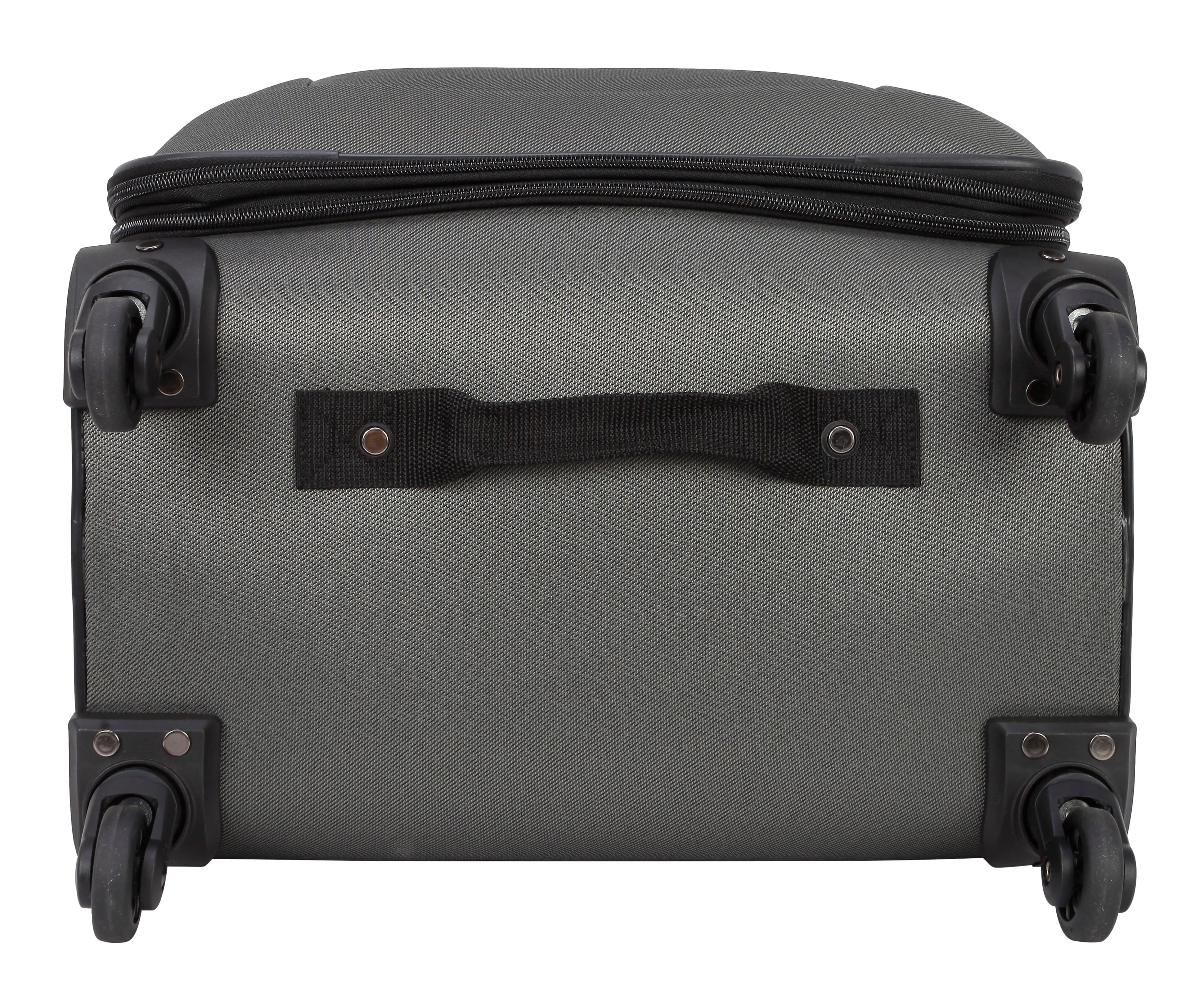 Protege 5 Piece Spinner Luggage Set, Includes 28 in Checked, 24 in Checked Bags, 20 in Carry - on, 15 in Boarding Tote and Matching Utility Bag, All Ages, Grey