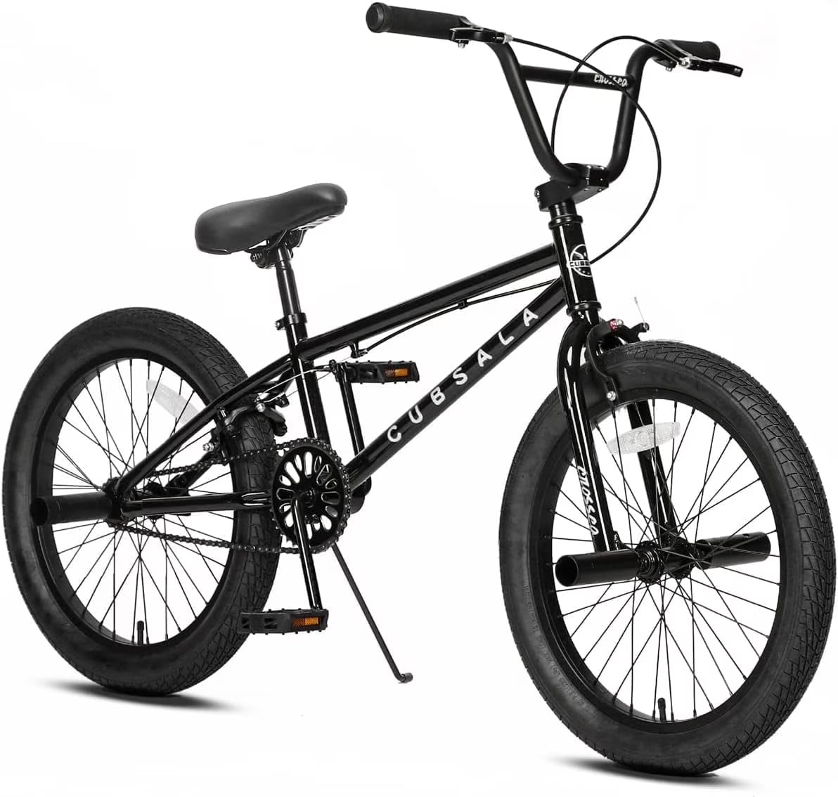 Cubsala 20 in Kids BMX Bike Freestylefor Age 6 - 14 Years Old Boys Girls with 4 Pegs, Black with Red Tires