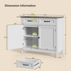 Coffee Bar, Lofka 42" Kitchen Storage Cabinet, Sideboard Buffet Cabinet with 8 Shelves, 1 Drawer