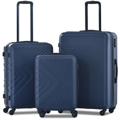 3 Piece Blue Luggage Travel Set, 20" 24" 28" Carry on Luggage with Spinner Wheels, Lightweight Hard Case Luggage Travel Suitcase Christmas Gifts for Business Trip Holiday Travel Cruise