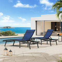 AECOJOY Outdoor Chaise Lounge, All Weather Pool Lounge Chairs Ergonomic Design (Navy, 2 PCs)