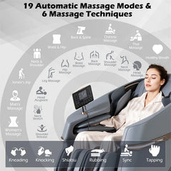 Full Body Zero Gravity Massage Chair, SL Track Massage Recliner with Airbags, Back & Waist Heater, Foot Rollers, Touch Screen, Auto Shoulder Scan