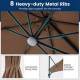 10FT Cantilever Patio Umbrella w/ 36 Solar LED Lights, 360° Rotation Offset Hanging Umbrella, Easy Tilt, 8 Sturdy Ribs, Sun Shade for Yard Pool