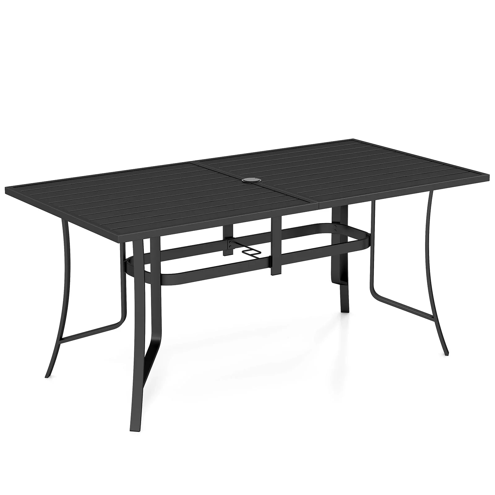 Tangkula 66" x 33" Metal Patio Dining Table for 6