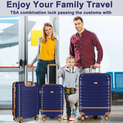 5 Piece Luggage Sets and Travel Duffel Bag, ABS Hardshell Hardside Checked Luggage with TSA Lock and Double Spinner Wheels Suitcase, Deep Blue