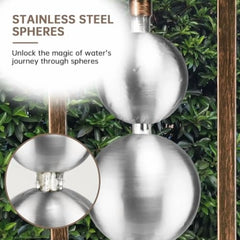 Ferrisland Outdoor Water Fountain with Pump, Relaxing Stainless Steel Geometric Sphere Freestanding Waterfall Fountains Modern Home Decor for Patio Garden Yard, Gift Idea, Bronze