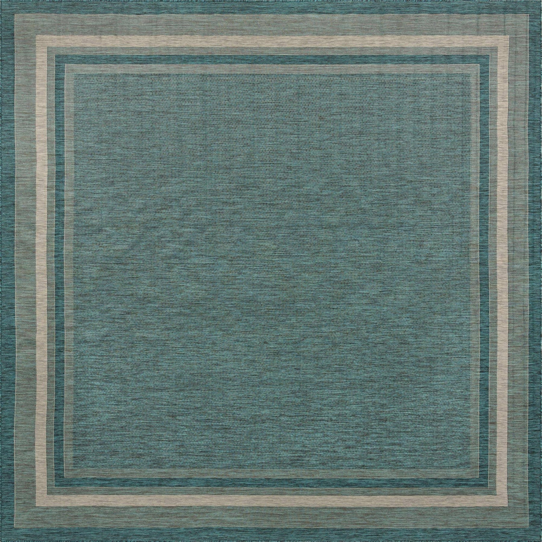 Unique Loom Outdoor Border 13 ft Square Teal Blue Green Area Rug Indoor Outdoor Rug
