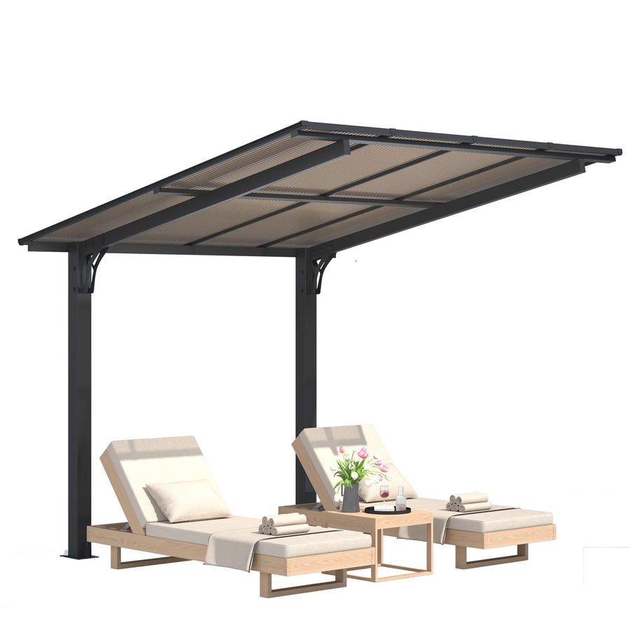 AECOJOY 8' x 8' Gazebo for Patio, Freestanding Lean to Hard Top Gazebo Carport Shelter