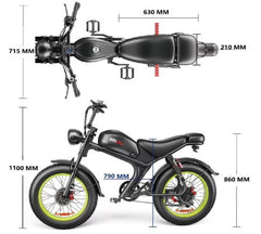 EMOKO C93 Electric Bike - Dual 2000W Motors - Removable 23ah Battery - up to 100 Km Range - Shimano 7 - Speed Gears - Hydrualic Brake - 20" Wheels, Blue Color