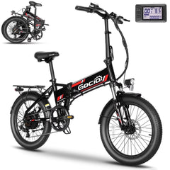 Gocio Foldable Electric Bike for Adults, Peak 750W Electric Mountain Bicycles, 20" * 2.4" Fat Tire Electric Bicycle, 375wh 48V Removable Lithium - Ion Battery, Urban Commuter Ebike Man Woman UL2849