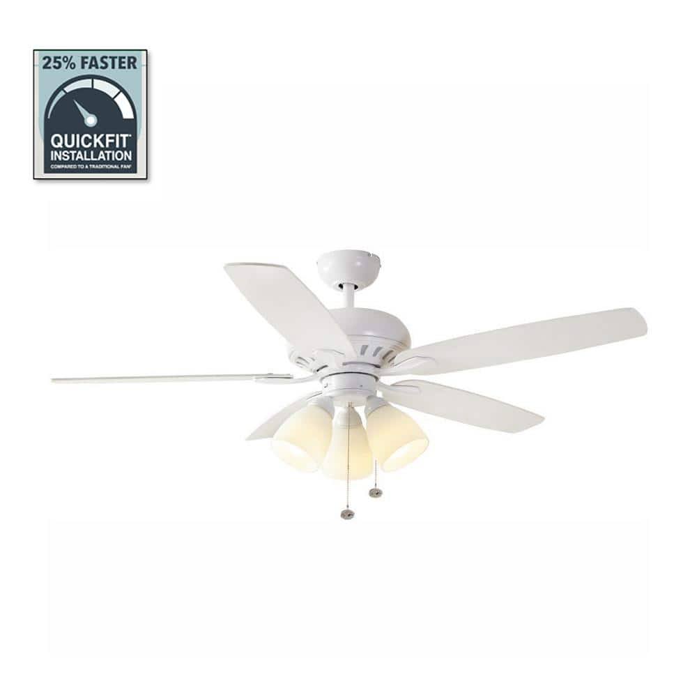 Hampton Bay Rockport 52 in. LED Matte White Ceiling Fan
