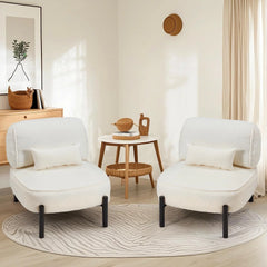 AECOJOY Mid Century Modern Accent Chair, Extra Large Teddy Upholstered Lounge Chair with Pillow