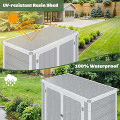 41 Cu.ft Outdoor Shed, Horizontal All - Weather Resin Storage Shed, Resistant Tool Shed for Storage of Bike/Trash Cans/Garden Tools/Lawn Mowers, 55.9"l x 29.52"w x 43.3"h Gray