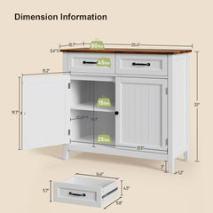 Coffee Bar, Lofka 42" Kitchen Storage Cabinet, Sideboard Buffet Cabinet with 8 Shelves, 1 Drawer