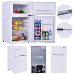 Costway Refrigerator Small Freezer Cooler Fridge Compact 3.2 cu ft. Unit, Grey