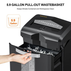 Bonsaii Paper Shredder 18 - Sheet Cross - Cut Shredder for Home Office with Wastebasket