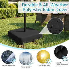 AECOJOY Patio Umbrella Base, 220 lbs Heavy Duty Sand Filled Weighted Umbrella Stand with 2 Sandbags