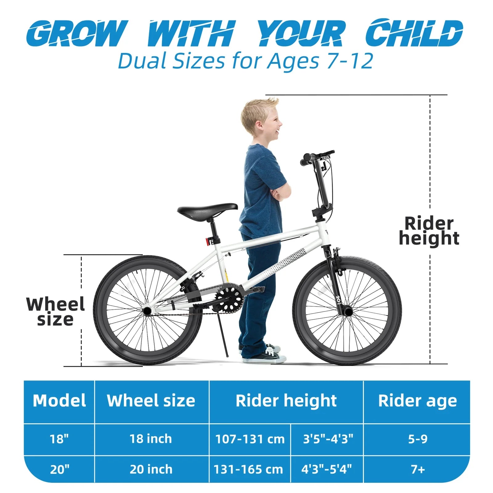 XJD Freestyle BMX Bike for Teen Beginner 8 - 12 Years Old Kids, 20 in Kids Bike with Hi - Ten Steel Frame, U - Brake and Hand - Brake Levers