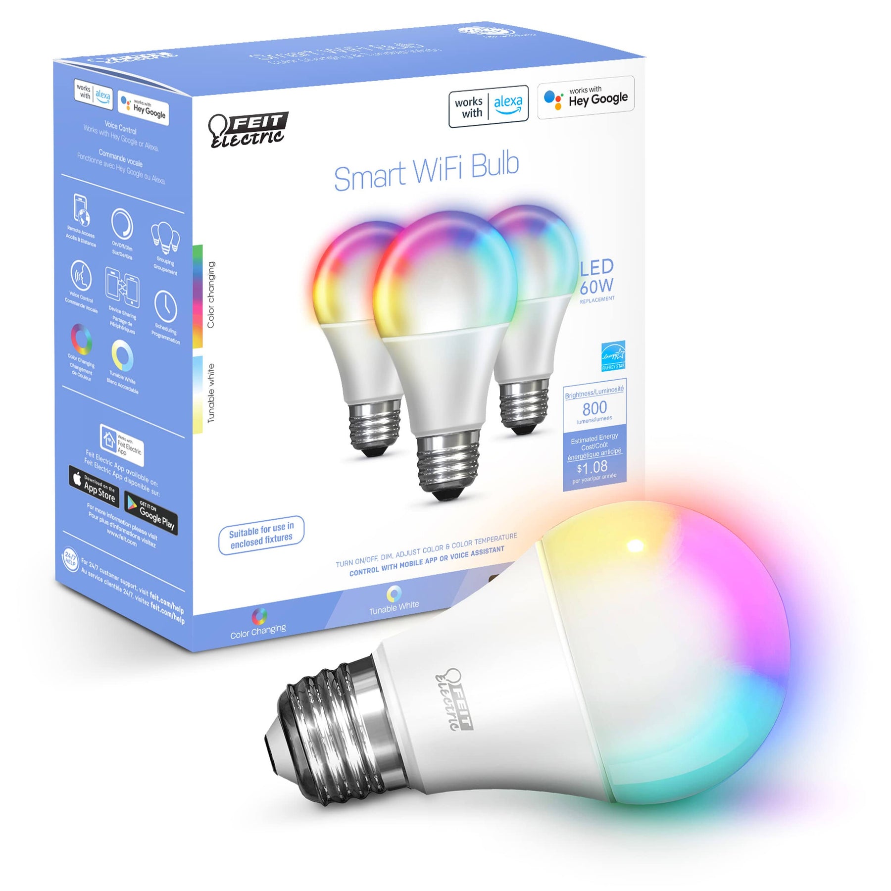 Feit Electric LED Smart Bulb 60W 3pk