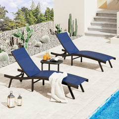 AECOJOY Outdoor Chaise Lounge, All Weather Pool Lounge Chairs Ergonomic Design (Navy, 2 PCs)