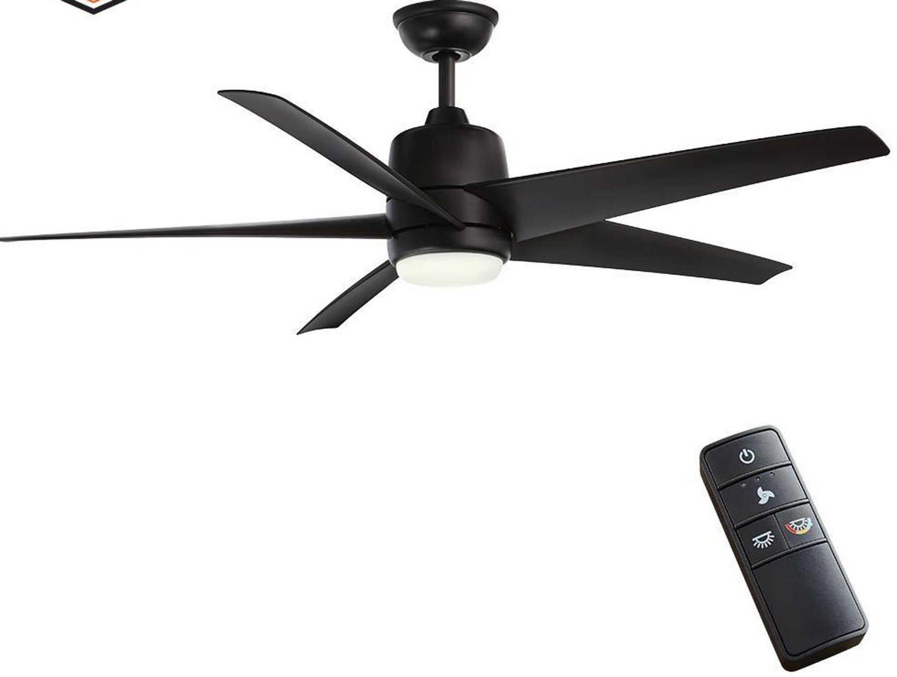 Hampton Bay 99919 Mena 54 in. White Color Changing Integrated LED Indoor/Outdoor Matte Black Ceiling Fan with Light Kit and Remote Control