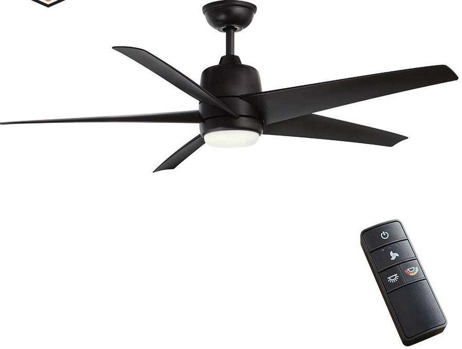 Hampton Bay 99919 Mena 54 in. White Color Changing Integrated LED Indoor/Outdoor Matte Black Ceiling Fan with Light Kit and Remote Control