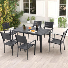 AECOJOY 60" Outdoor Dining Table, Aluminum Patio Table for 6