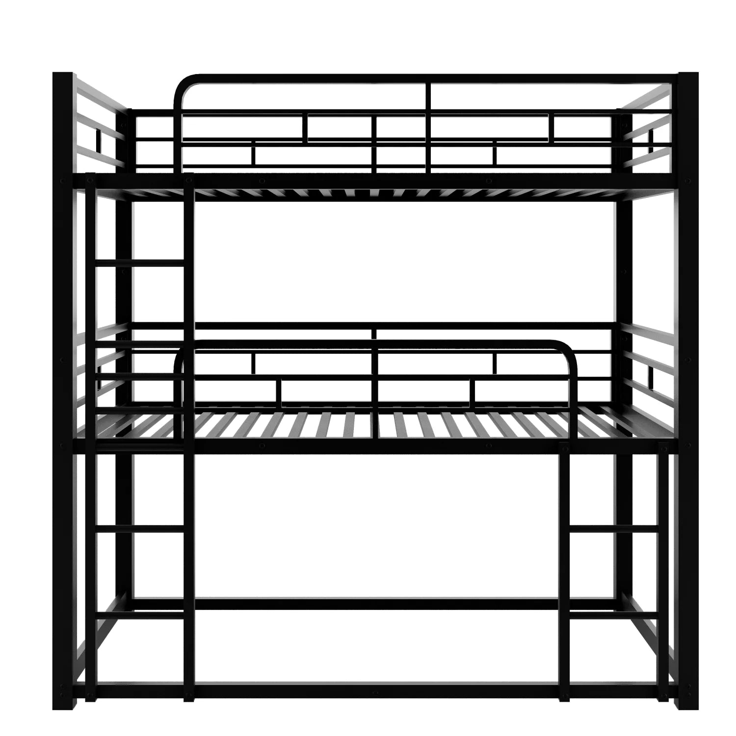 Harper & Bright Designs Metal Triple Bunk Bed Twin Over Twin Bunk Bed with Ladder and Safety Guardrail 3 Bunk Bed for Living Room Bedroom, Sliver