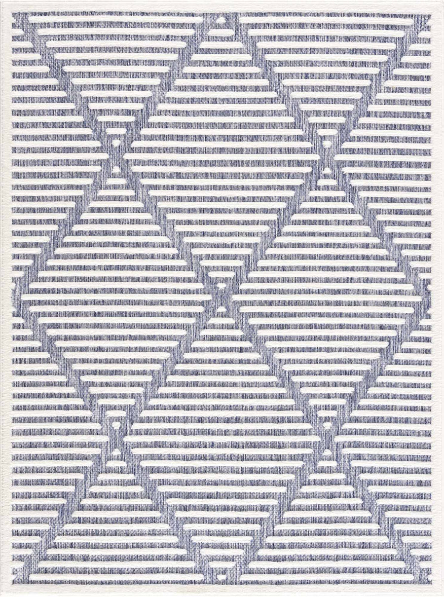 Hauteloom Anah Blue Outdoor Rug | Modern Outdoor Area Rug for Patio, Living Room, Bedroom - 6'7" x 9' Rectangle