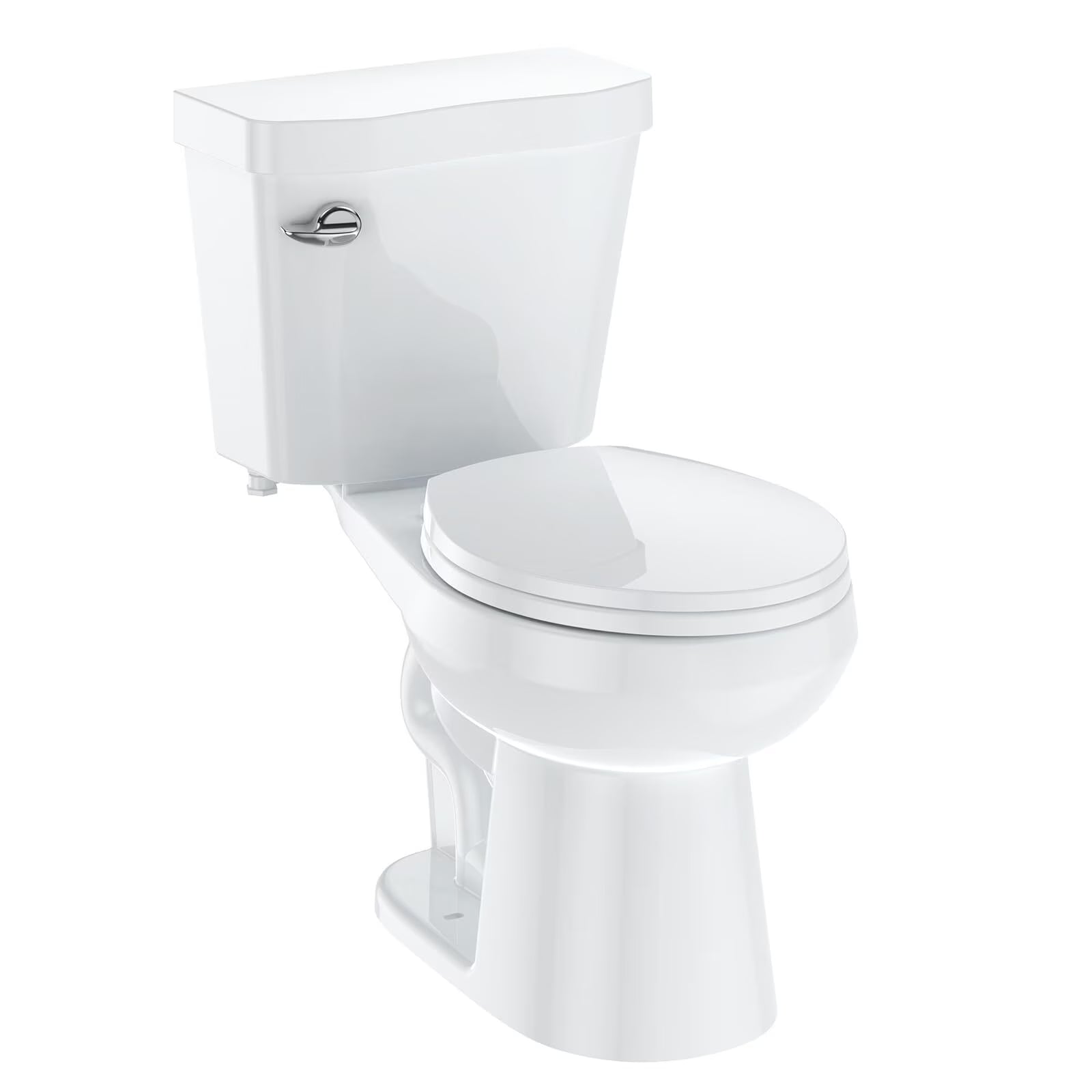 Two - Piece Elongated 1.28 GPF Siphonic Flush Toilet with Soft Close Seat, Universal Height ADA Cotton White (Toilet Seat Included)