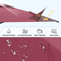 AECOJOY 10ft Cantilever Patio Umbrella, Large Rectangle Umbrella 180° Rotation Offset, Red