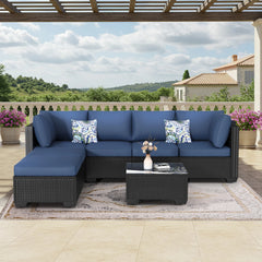 AECOJOY 7 Piece Outdoor Patio Furniture Set, Black & Navy