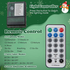 6/7.5 FT Pre-Lit Artificial Christmas Tree, PE/PVC Mixed Tips, Hinged Xmas Tree with Remote, 11 Color-Changing LED Modes, Timer & Metal Stand