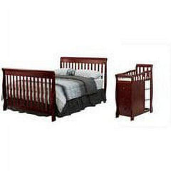 Dream on Me Brody 5 - in - 1 Convertible Crib with Changer. Cherry