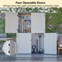 AECOJOY 61.6 Cu.ft Outdoor Resin Storage Shed with Easy Lift Hinges, Weatherproof Tall Unit with 4 Doors