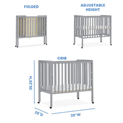 Delta Children Lee Portable Folding Mini Crib with 1.5 - Inch Mattress - Greenguard Gold Certified, Bianca White