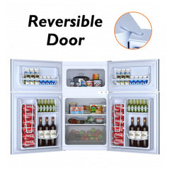 Costway Refrigerator Small Freezer Cooler Fridge Compact 3.2 cu ft. Unit, Grey