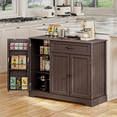 Coffee Bar, Lofka 42" Kitchen Storage Cabinet, Sideboard Buffet Cabinet with 8 Shelves, 1 Drawer