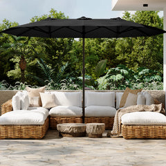 AECOJOY 15x9ft Double-Sided Patio Umbrella, Black