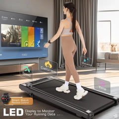 Under Desk Treadmill with Remote Control, LED Touch Screen Treadmill Ultra - Quiet, 300 lb Weight Capacity Walking Pad Treadmill for Home Office, Black