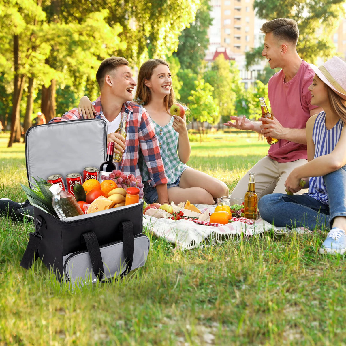 Ivation Portable Electric Cooler Bag | 15 L Soft Sided Thermoelectric Travel Cooler with Shoulder Strap, Storage Pocket & DC 12V Plug in for Car, Truck & RV Camping