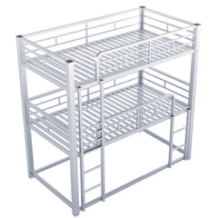 Harper & Bright Designs Metal Triple Bunk Bed Twin Over Twin Bunk Bed with Ladder and Safety Guardrail 3 Bunk Bed for Living Room Bedroom, Sliver