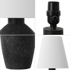 JONATHAN Y Xander 19.5" Minimalist Scandinavian Concrete Effect Resin/Iron Ginger Jar LED Table Lamp, Matte Black (Set of 2), JYL5605A - SET2
