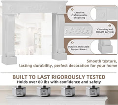 EPICOZY 44.5" Fireplace Mantel, Freestanding Fireplace Surround with Leg for Electric Fireplaces, MDF Mantel Surround with Shelf for Living Room with Decorative Pattern, Anti - Tipping & Waterproof