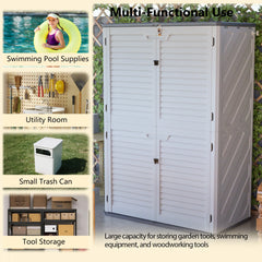 AECOJOY 61.6 Cu.ft Outdoor Resin Storage Shed with Easy Lift Hinges, Weatherproof Tall Unit with 4 Doors