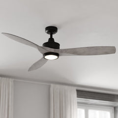 Vaxcel Curtiss Satin Brass Mid - Century Modern MCM Wood Propeller Ceiling Fan with LED Light Kit and Remote