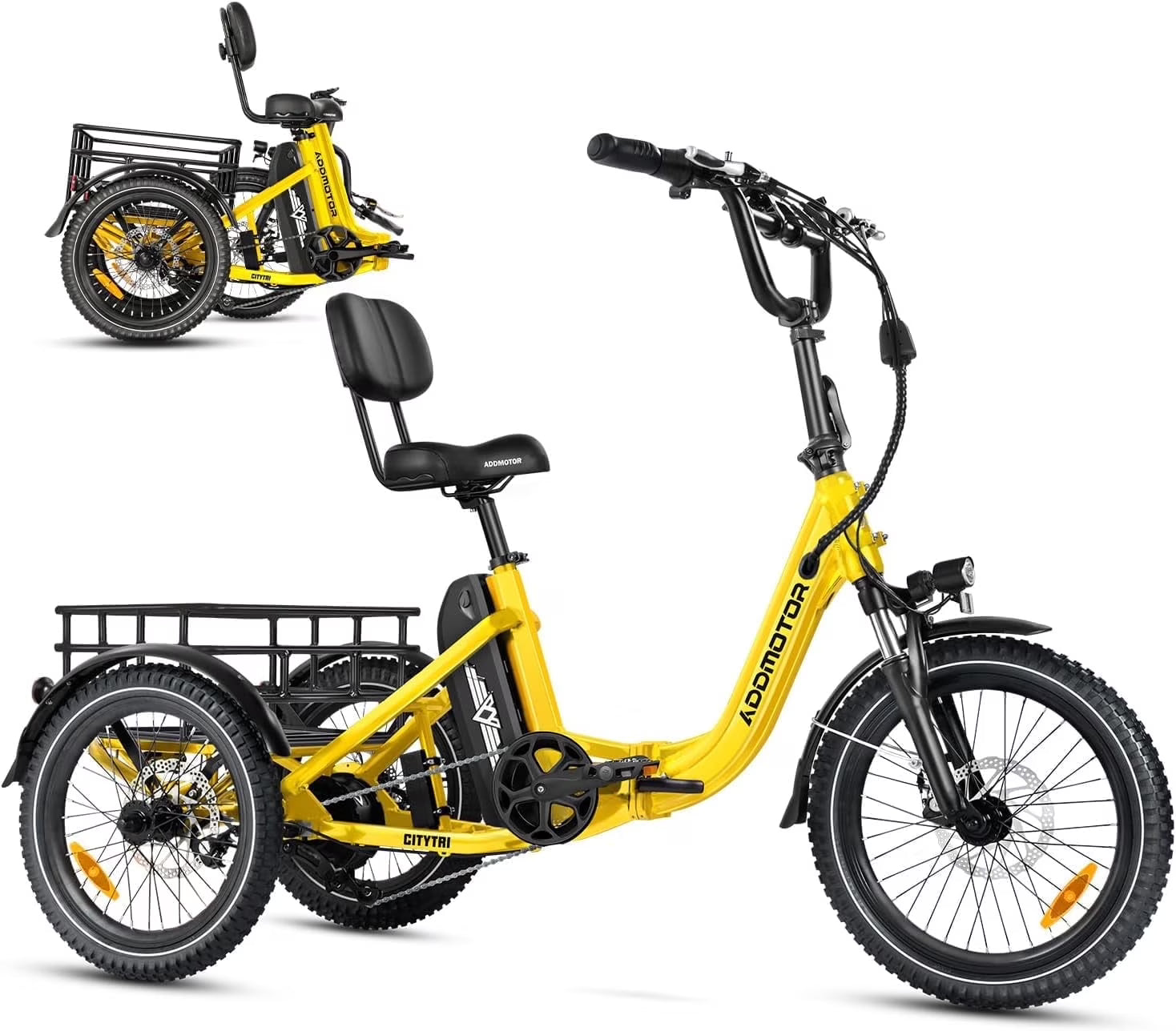 Addmotor Folding Electric Trike, 90MI Electric Tricycle for Adults, 750W 48V 20ah, CITYTRI 3 Wheel Electric Bikes, Step - Thru Etrike with Rear Speed Differential & Parking Brake, E - 310 Plus Red